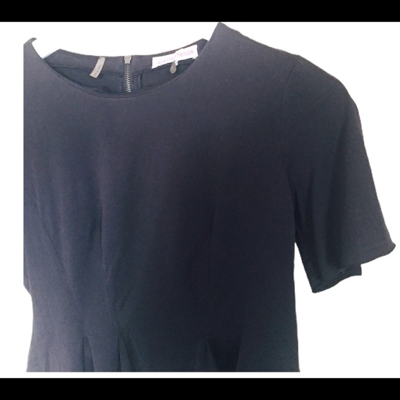 REBECCA TAYLOR Short Sleeve Peplum Bottom Top With Black Back Zip Detail Black S - Picture 6 of 13